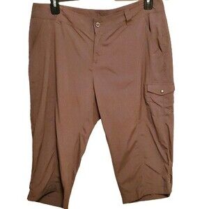 Columbia East Ridge Knee Pants Cargo Pockets Omni-shade UPF Brown Size 14